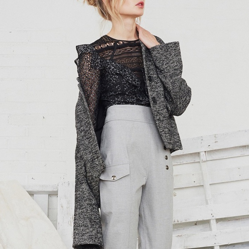 Marissa Webb Gabrielle Frayed Guipure Lace Blouse